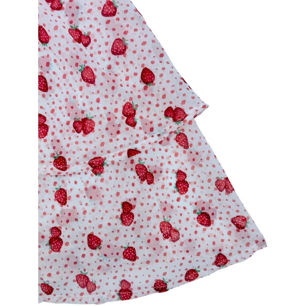 Jopna Cottagecore Strawberry Print Darling Whimsical Soft Girl Croquette Romper - Picture 4 of 16